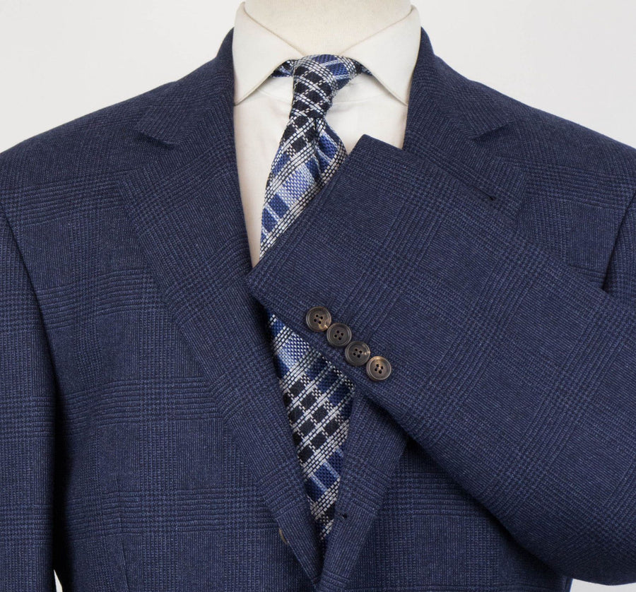 Plaid Wool Blend 3/2 Sport Coat - Blue