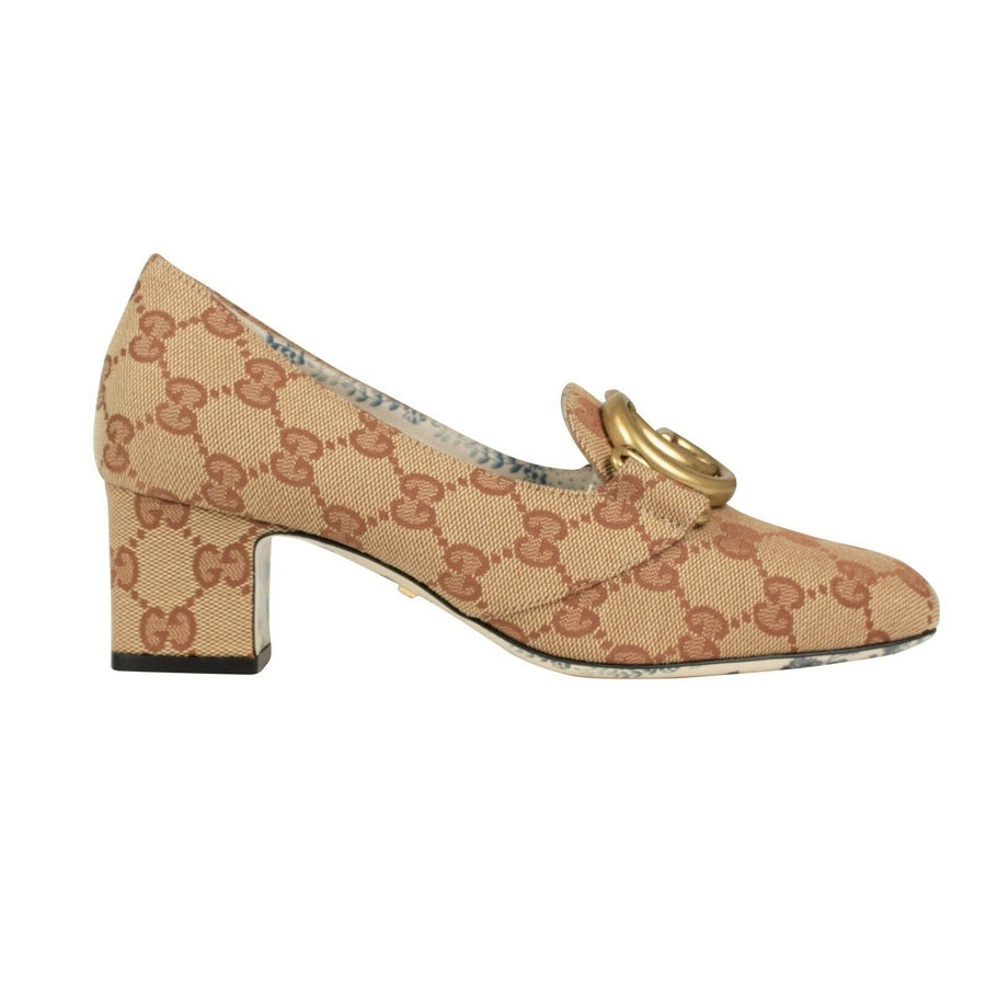 Women's GG Canvas Loafer Pumps Heels - Beige