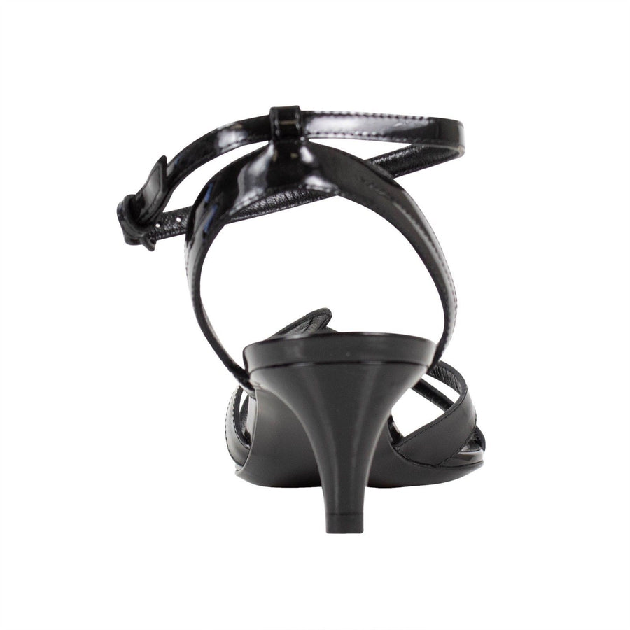 Open Toe Patent Leather Pumps - Black