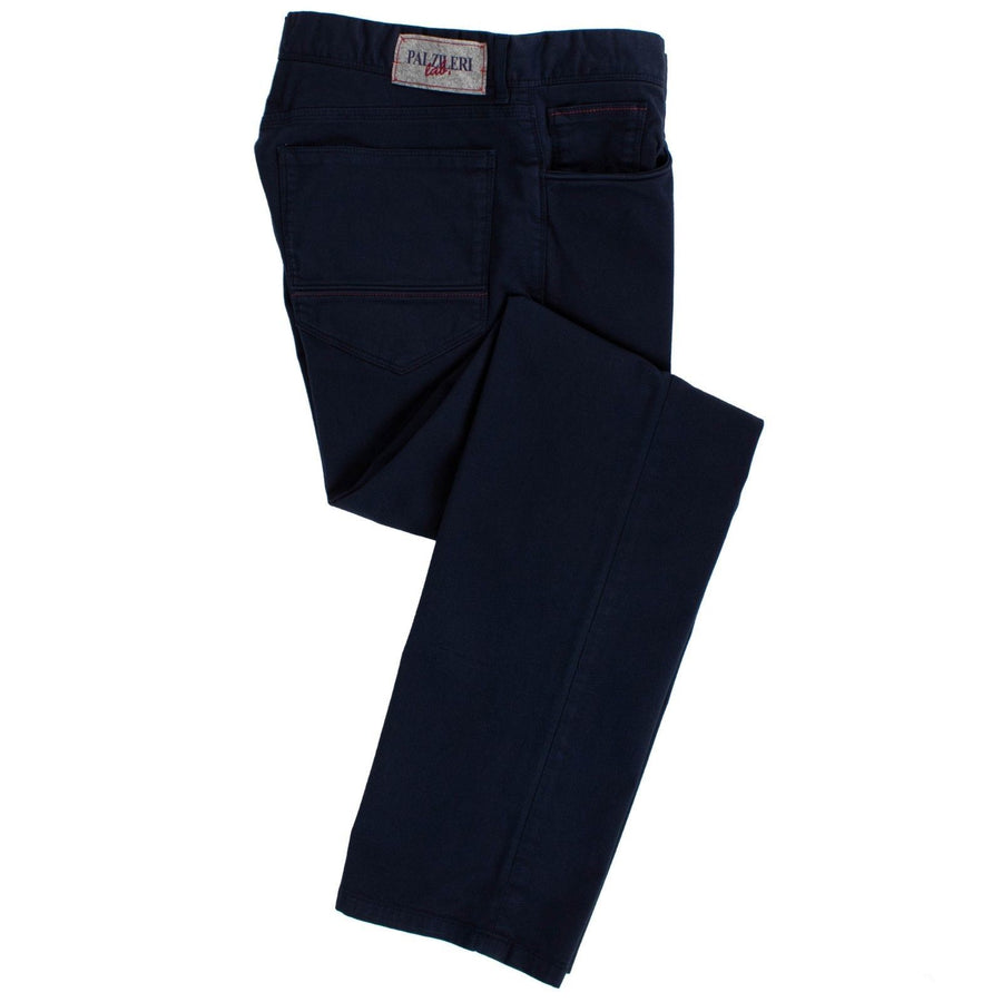 Navy Blue Cotton Blend Pants