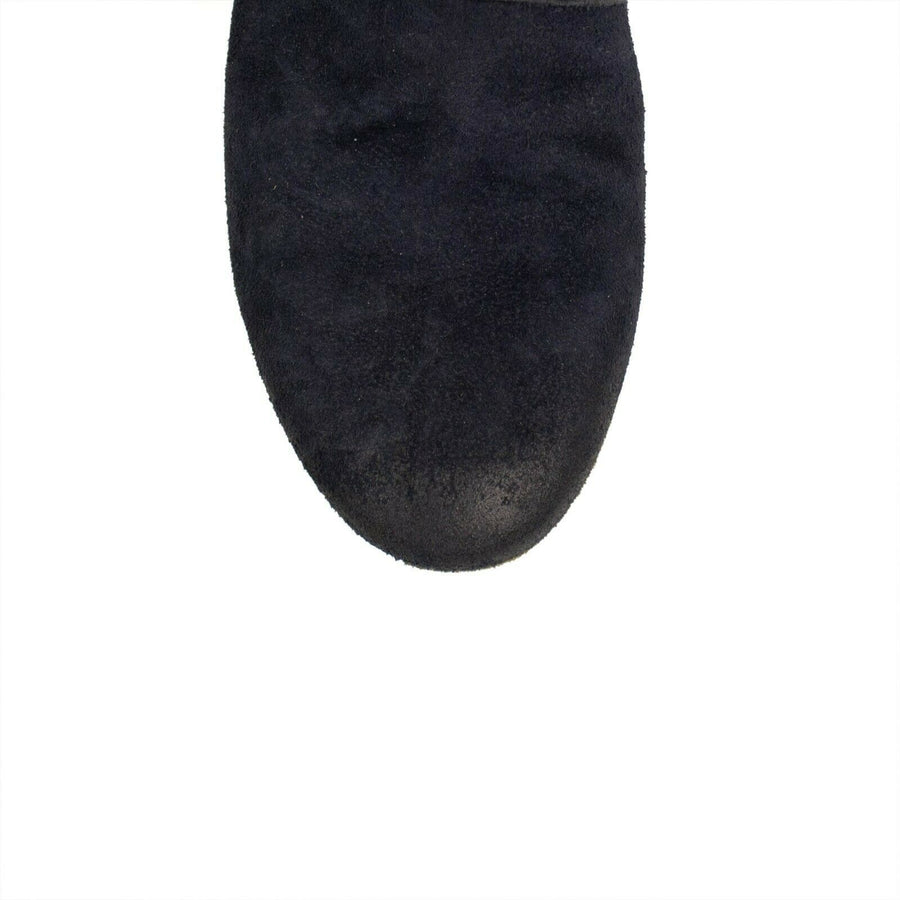 Distressed Calf Skin Leather Boots - Blue