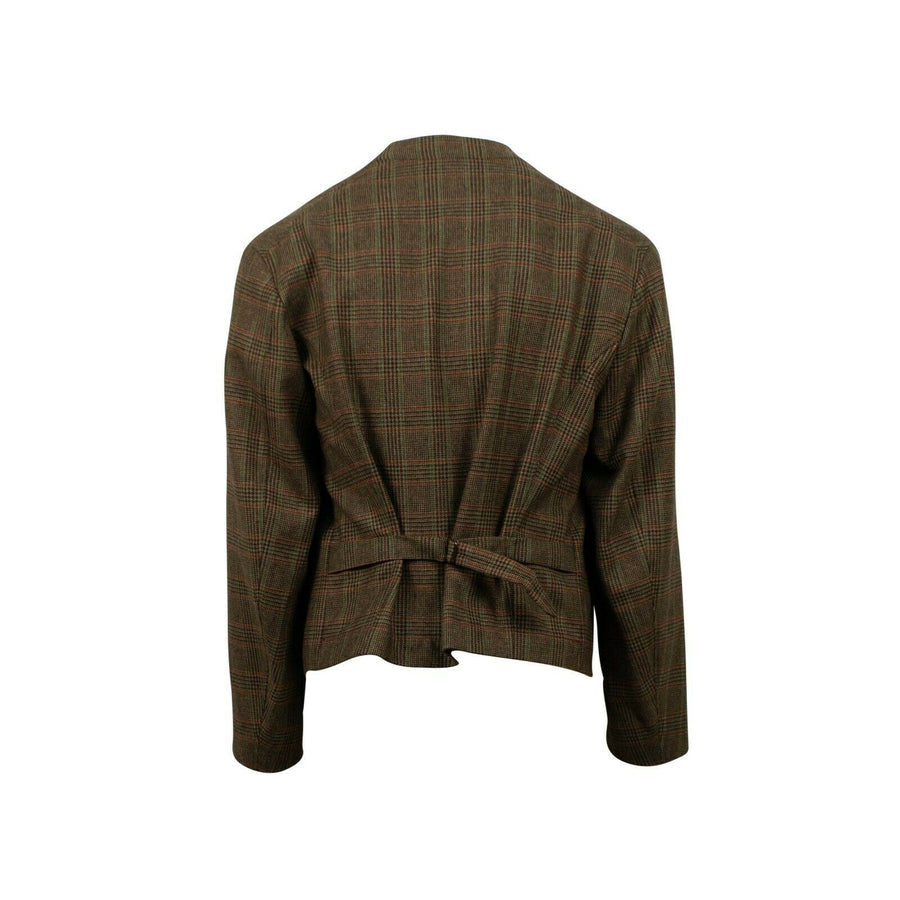 Plaid Wool Button Up Sport Coat - Brown
