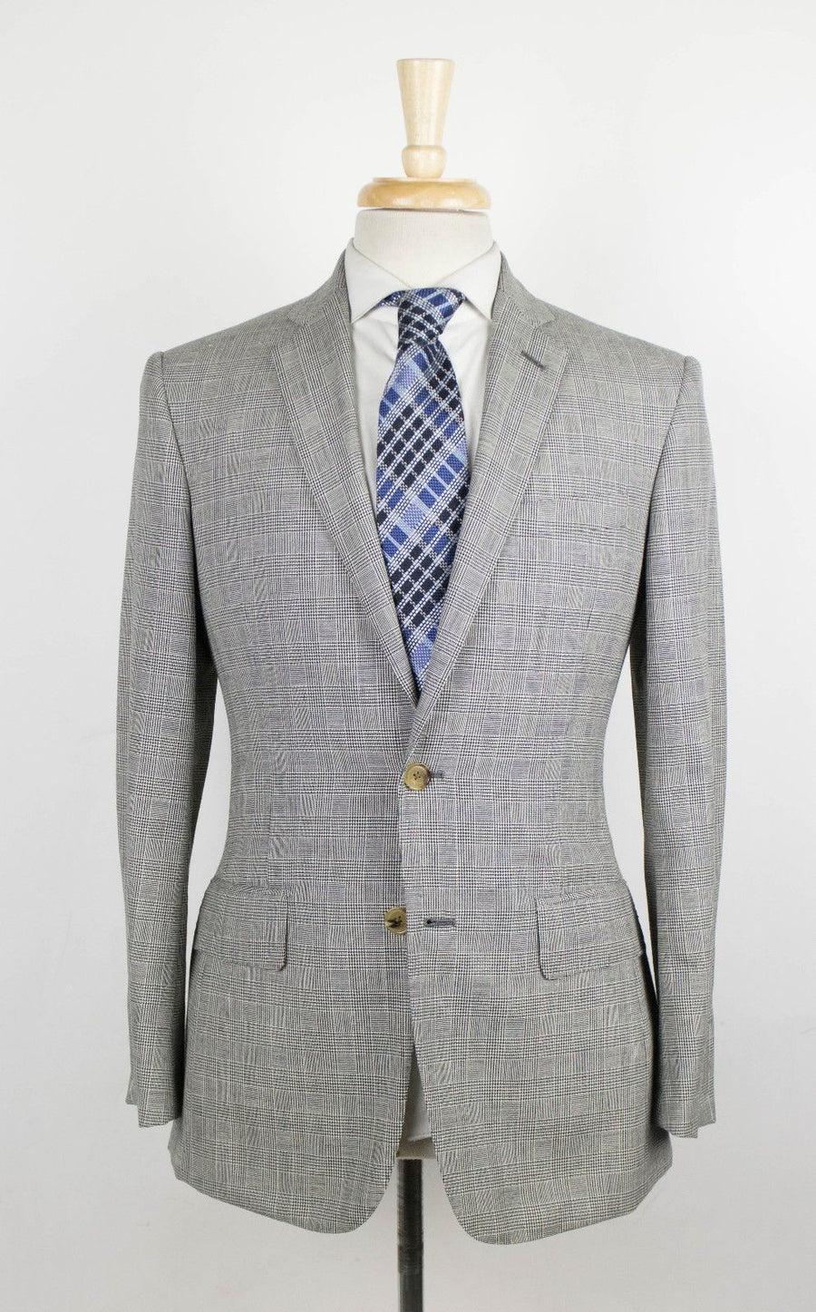Martin Greenfiel Glen Plaid 2 Button Wool Suit - Gray