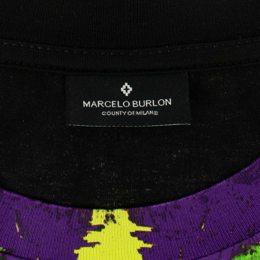 Cotton Glitch Multicolored Wings T-Shirt - Black