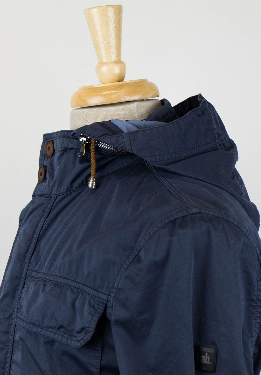 Cotton W/ Removable Hood Trench Coat - Blue