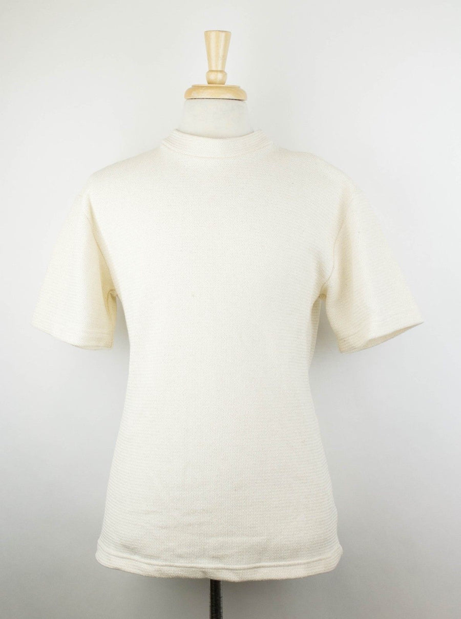 Cotton Blend Raschel Knit Oversized T-Shirt - Cream