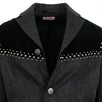 V Cut Studded Melange Long Coat - Gray