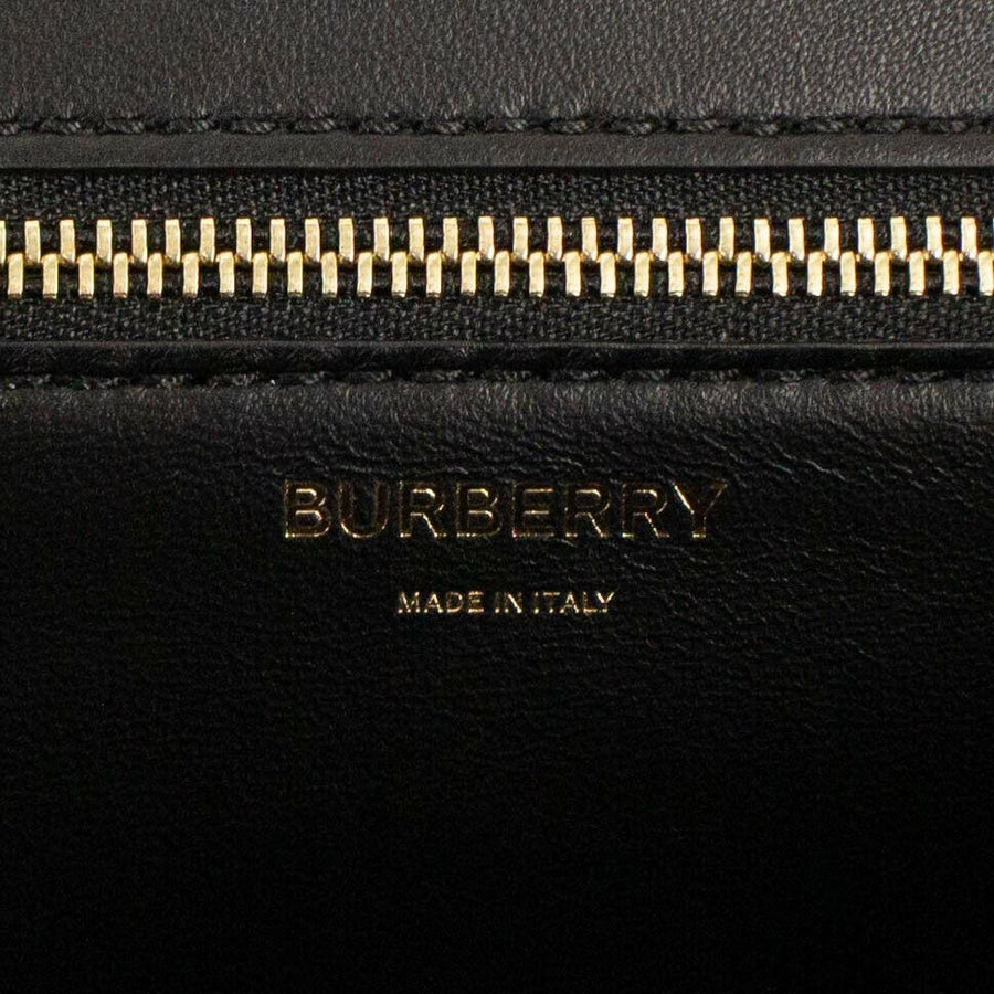 Grainy Leather 'TB' Monogram Medium Shoulder Bag - Black