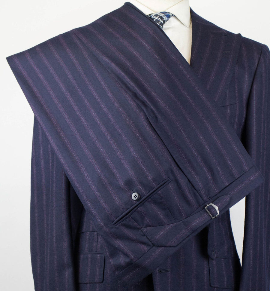 Drop 7 Thick Striped Cashmere Blend Suit - Navy / Purple
