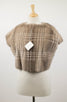 Plaid Mink Fur Jacket Vest - Light Gray