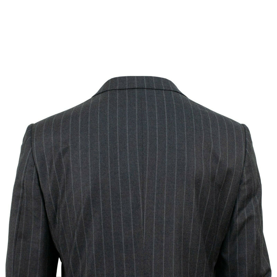 Striped Wool Two Button Suit - Gray