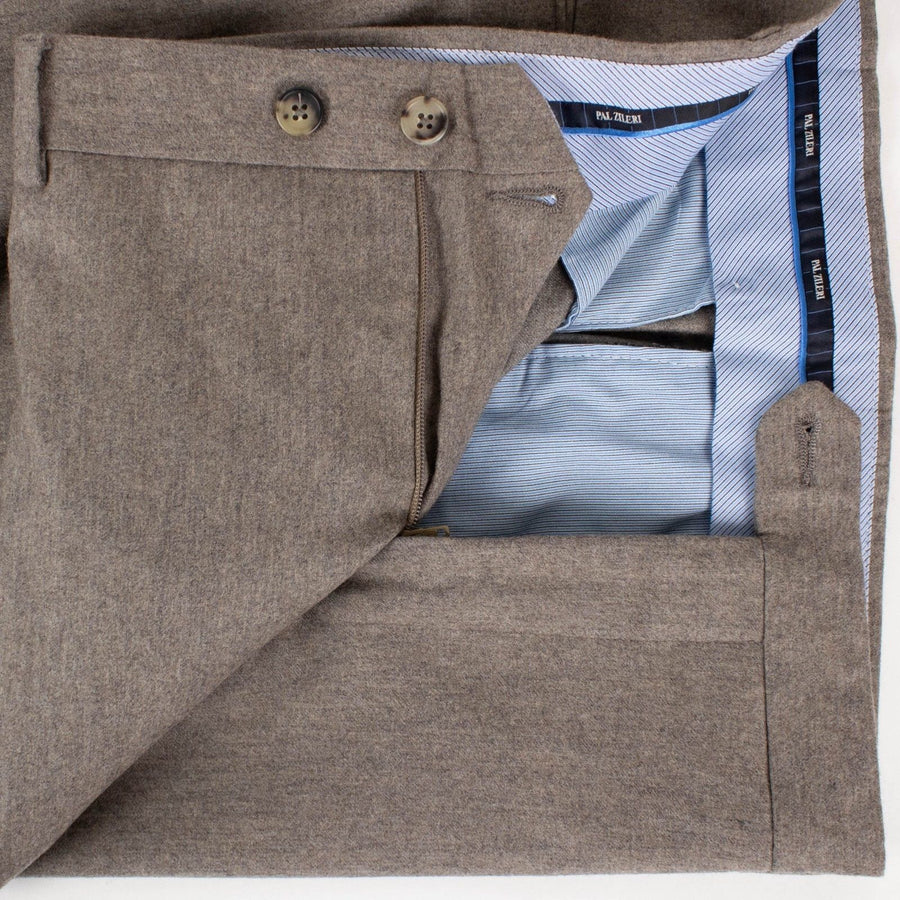 Brown Wool Blend Dress Pants