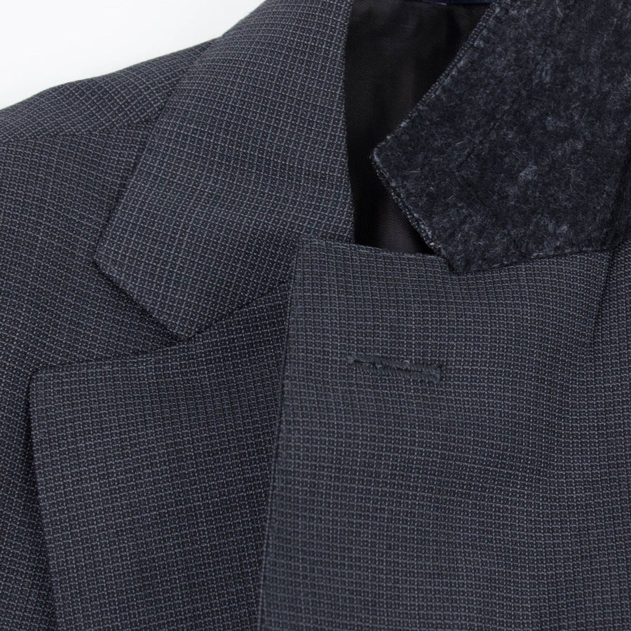 Drop 6 Micro Checked Wool Two Button Suit - Black