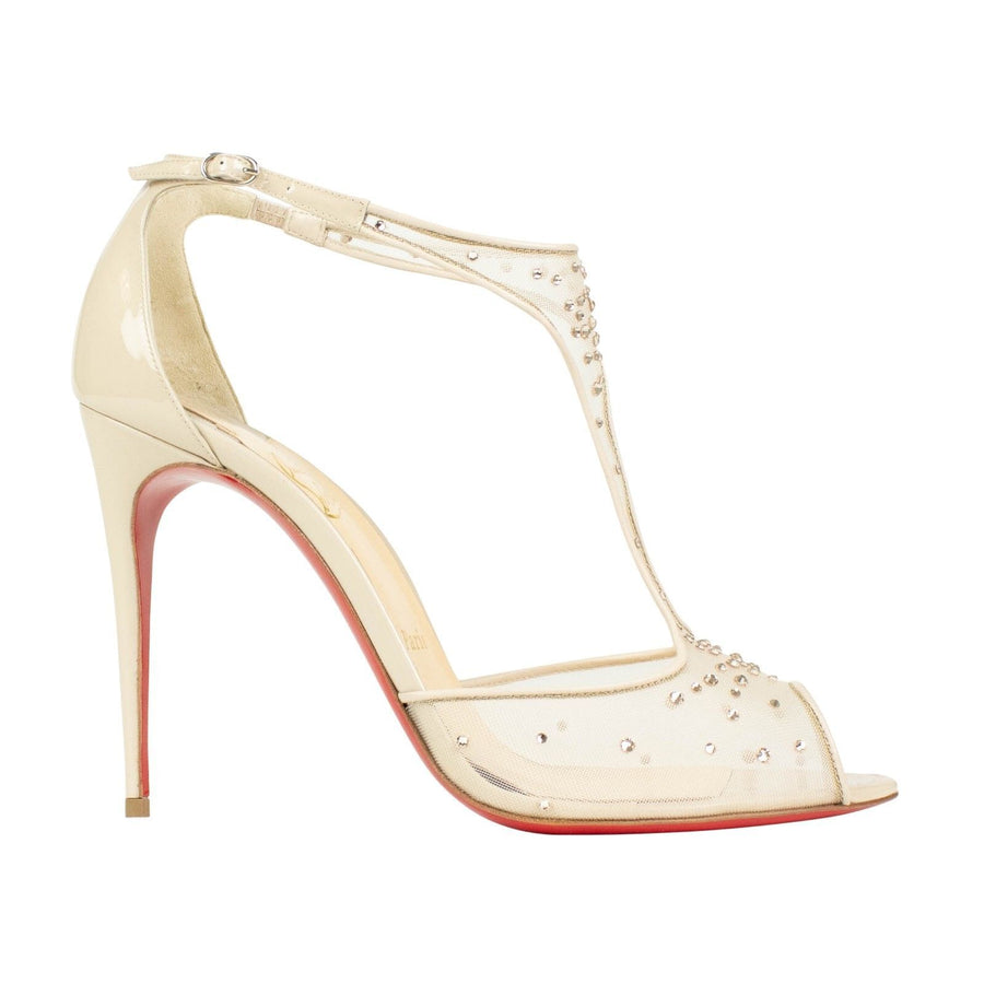 Patinana Strass Studded Mesh Sandal Pumps - Beige