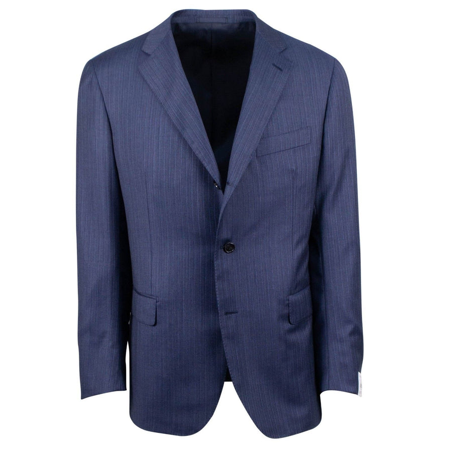 Drop 7 Wool Three Roll Two Button Suit - Navy Blue