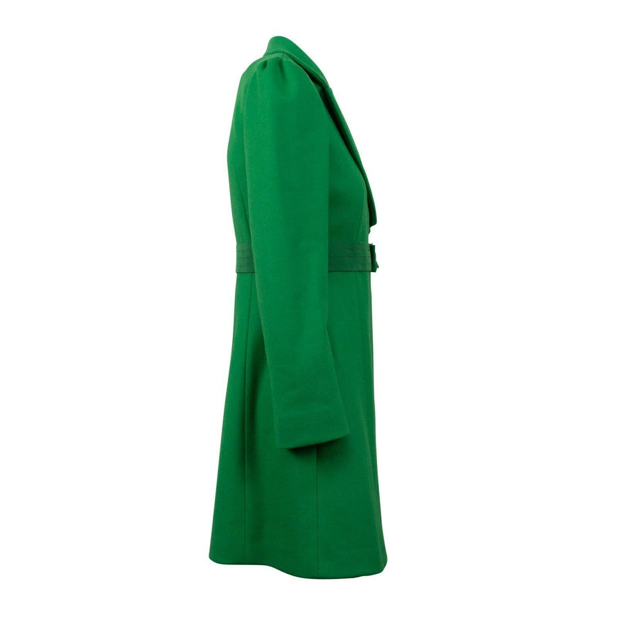 Wool Trench Coat With Bow - Green