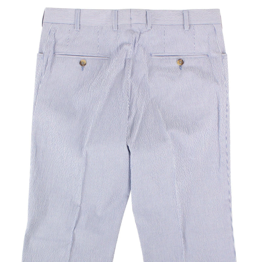 Blue Pinstripe Cotton Blend Dress Pants
