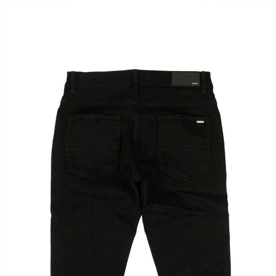 Cotton Music Note Patch Skinny Jeans - Black