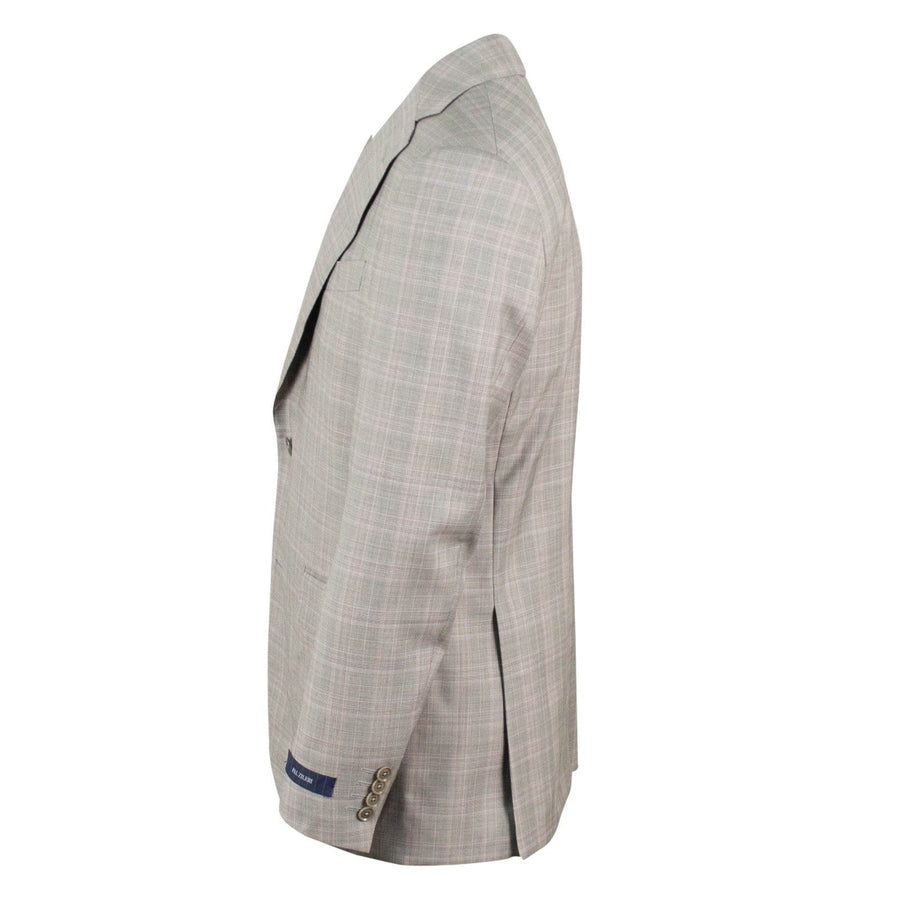 Drop 7 Plaid Two Button Suit - Beige