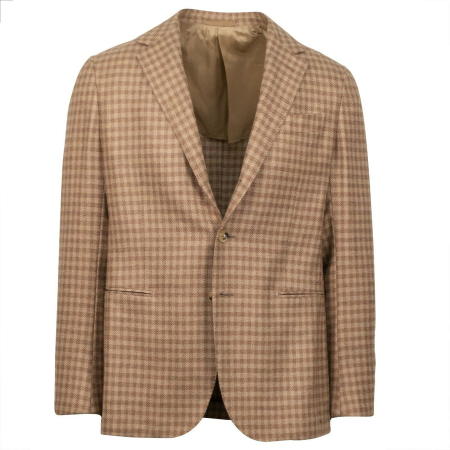 Drop 8 Check Camel Hair 3 Roll 2 Button Sport Coat - Brown