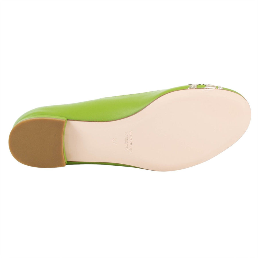 Leather Applique Loafer Flats - Green