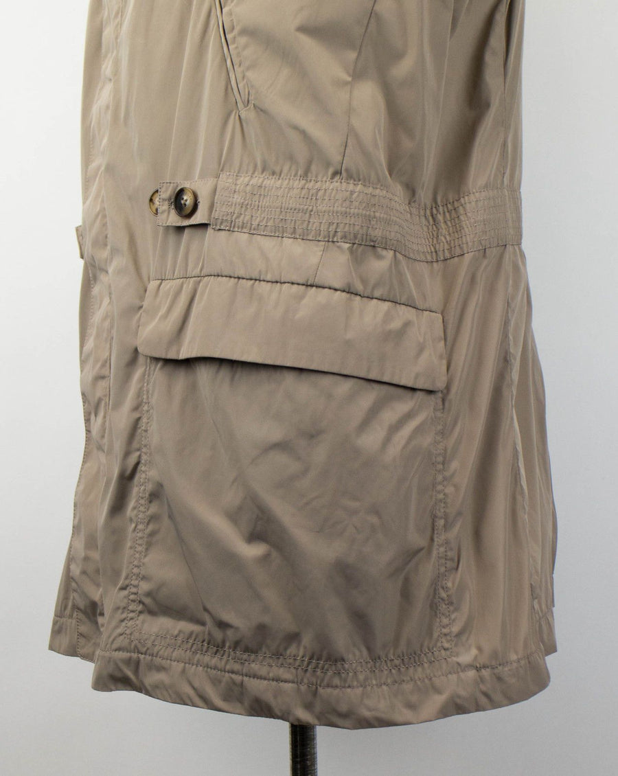 Polyester Hooded Trench Coat - Brown