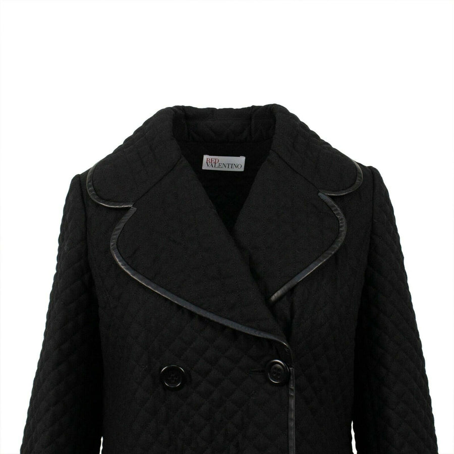 Diamond Quilted Long Coat - Black