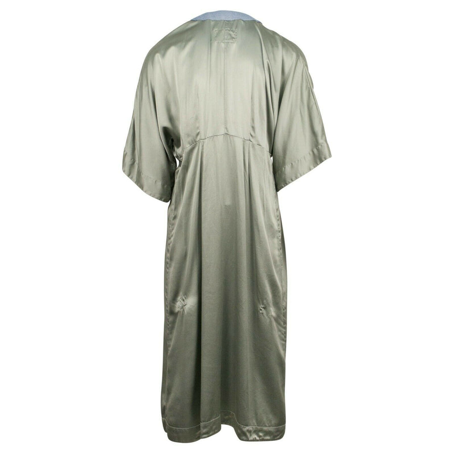 Silk And VIntage Denim Kimono Robe - Opal