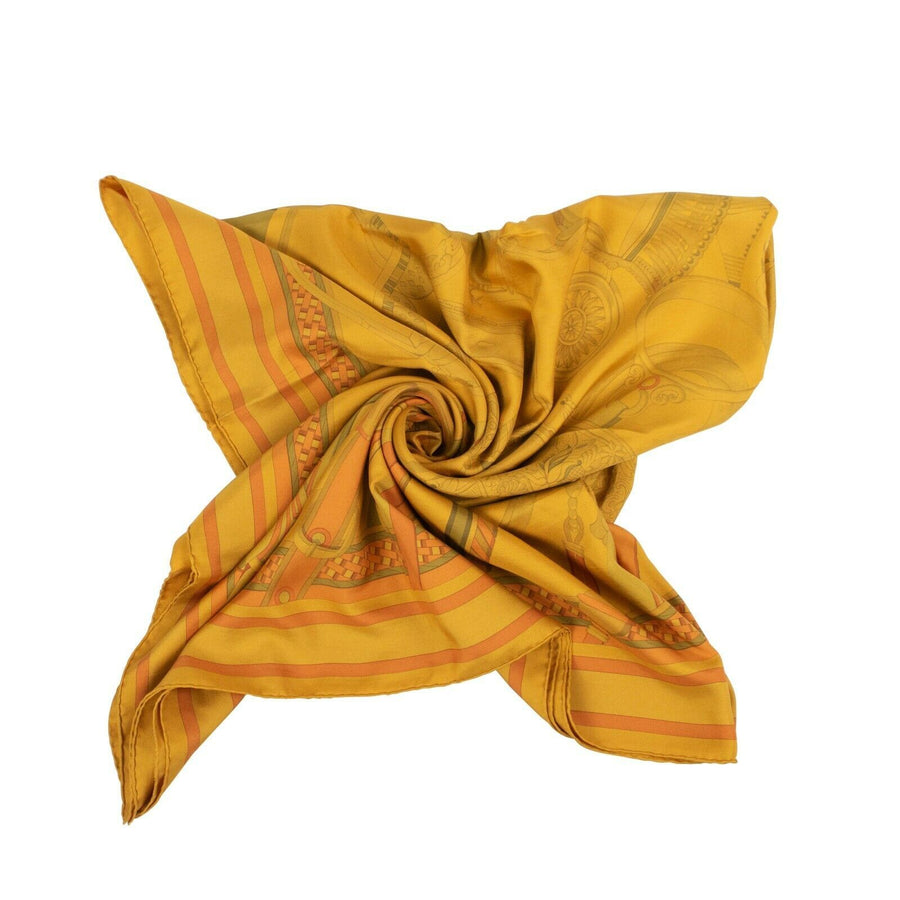 Silk 'Concours D'Estriers' 140CM Shawl Scarf - Orange