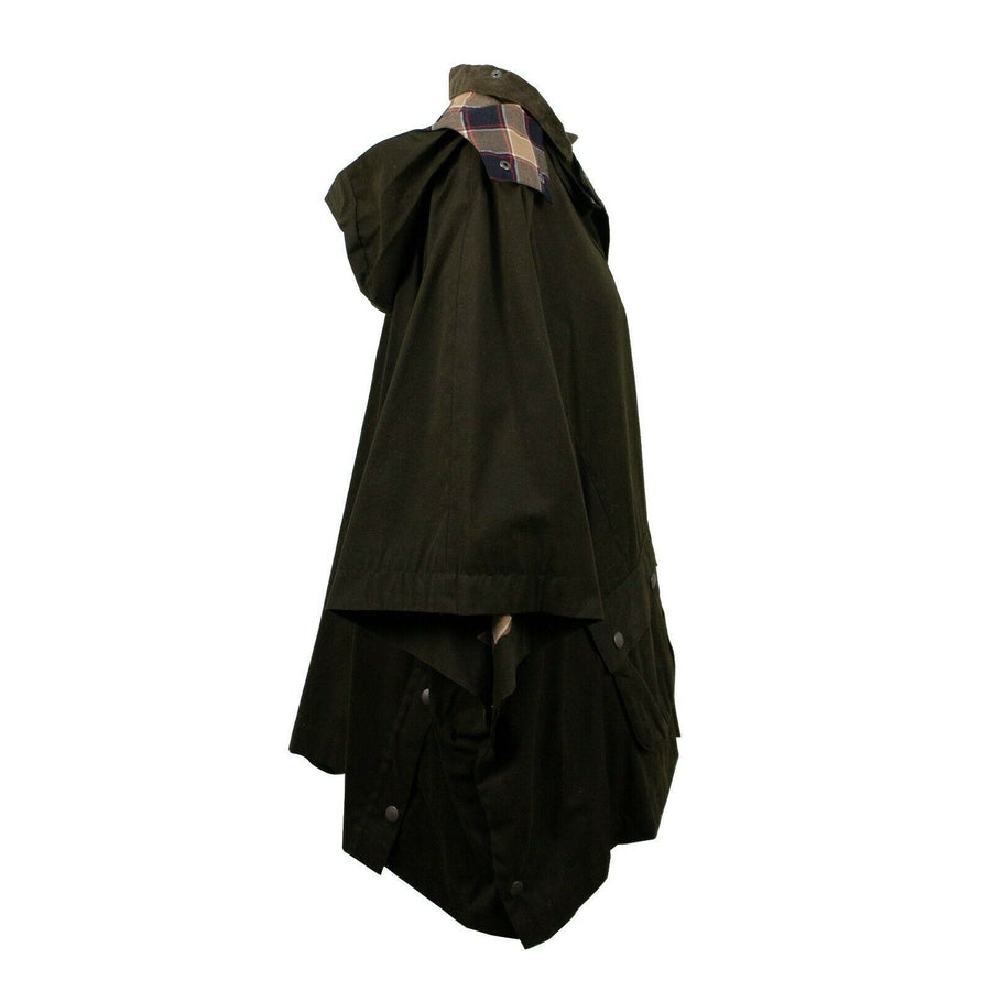 Wool Lined Cape Coat - Olive Green