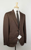 Herringbone Wool Blend 3/2 Button Suit - Brown
