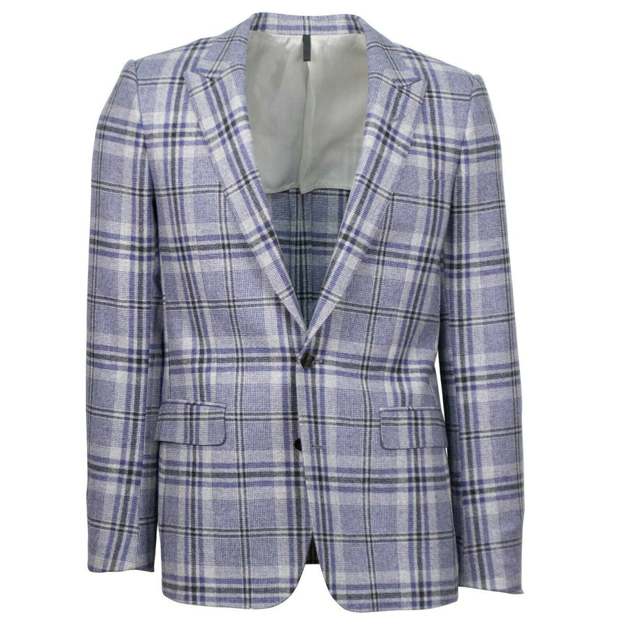 Drop 10 Plaid Wool 3 Roll 2 Button Sport Coat - Purple
