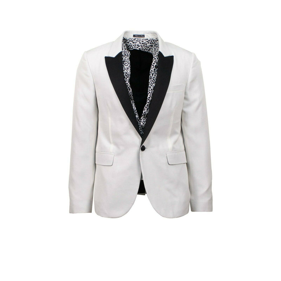 Leopard Scarf Blazer - White