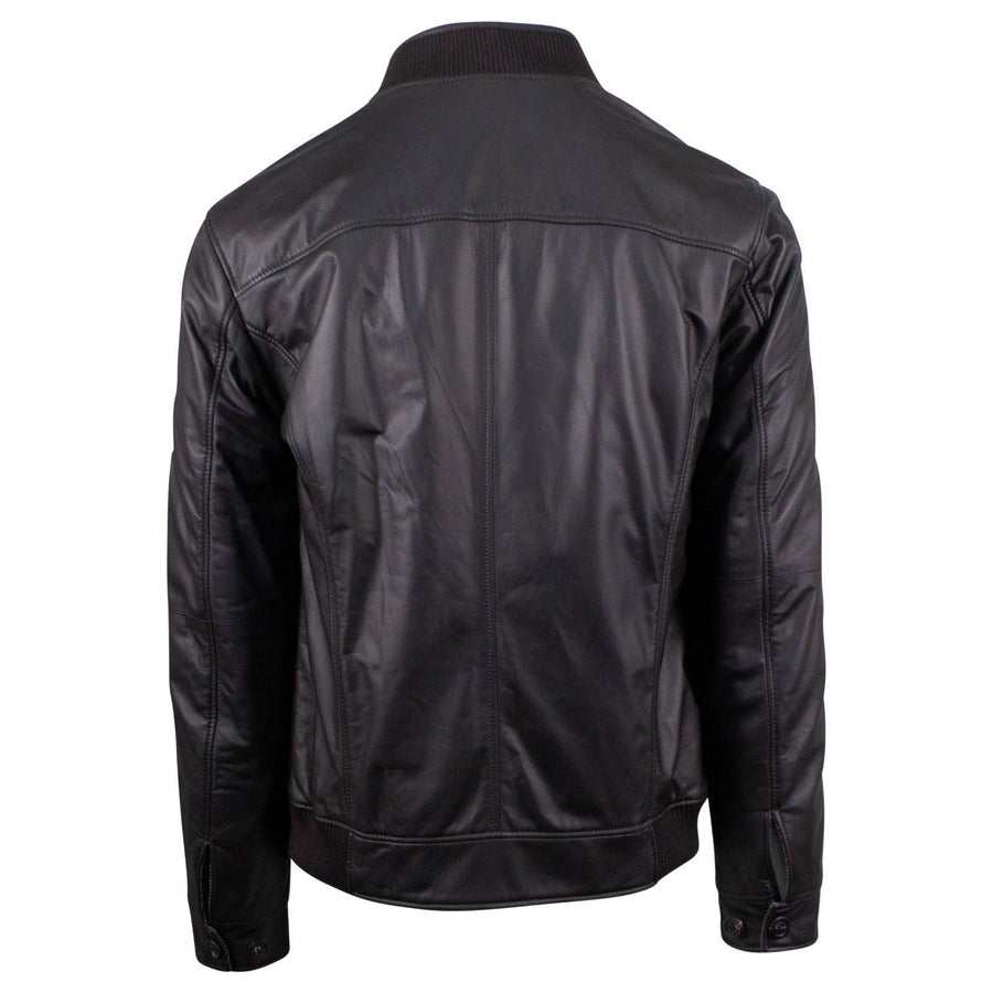 Leather Reversible Bomber Jacket - Brown