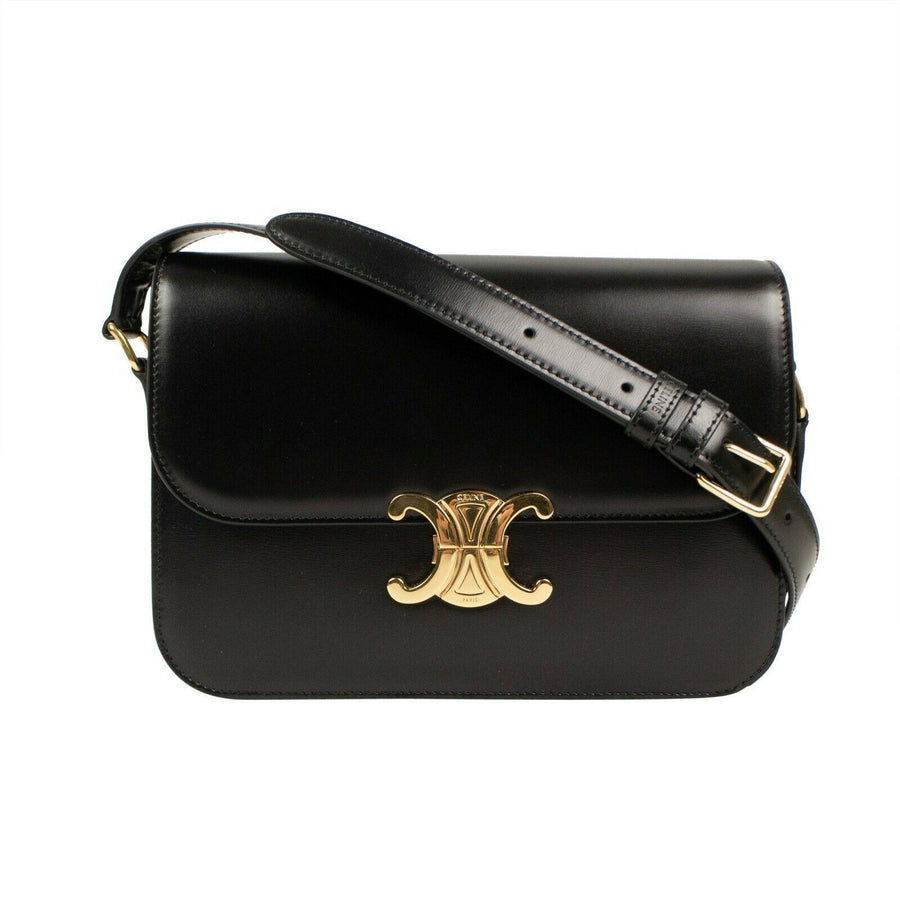 Calfskin Leather Medium Triomphe Cross Body Bag - Black