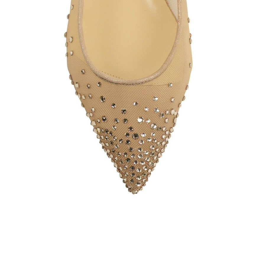 Follies Strass Mesh Flats - Beige