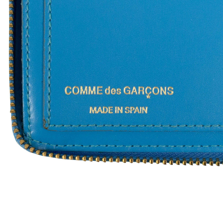 Leather Geometric Pattern Embossed Wallet - Blue