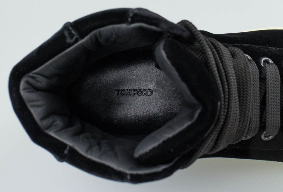 Velvet Lace Up High Top Sneakers - Black