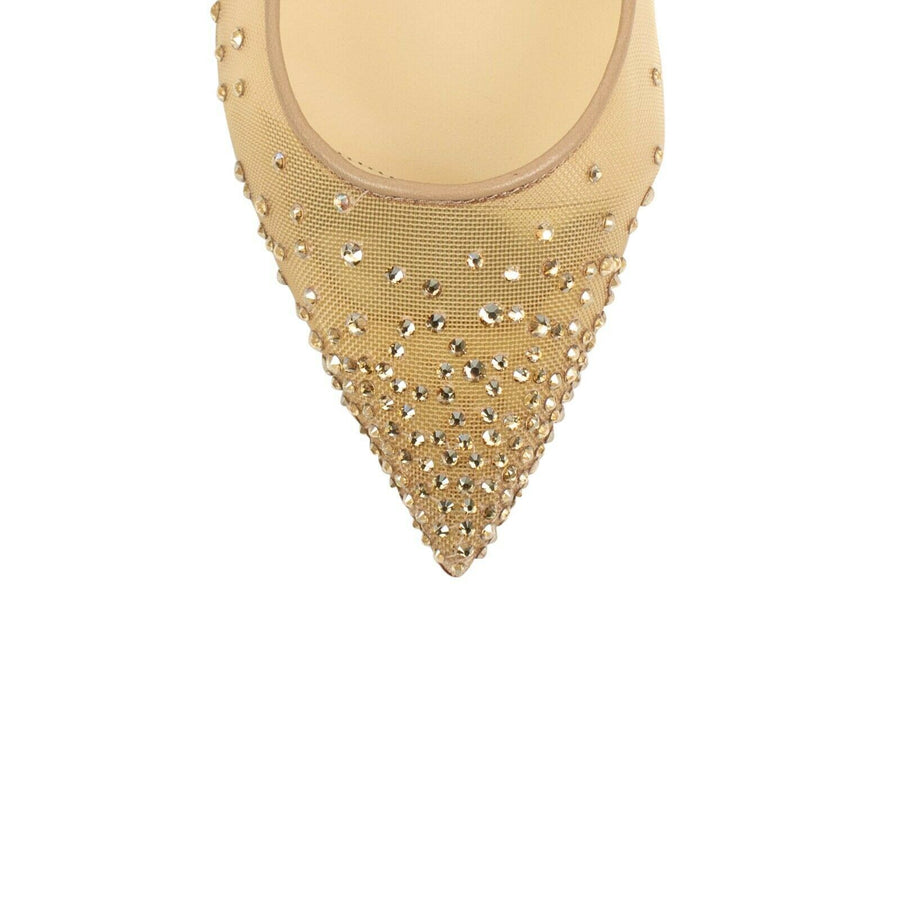 'Follies Strass' Mesh Flats - Gold