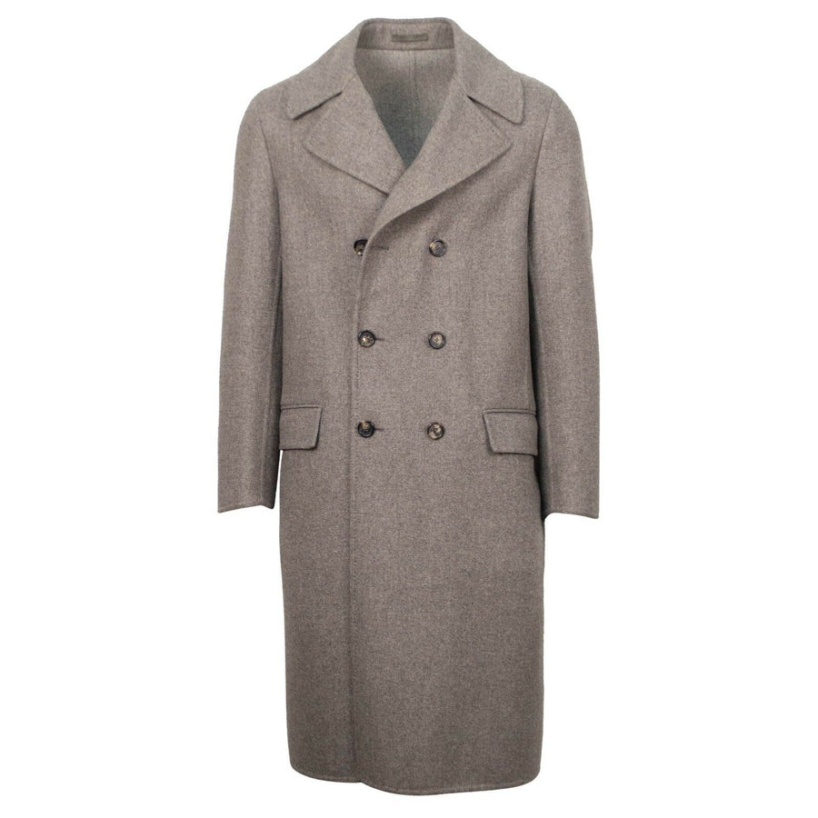 Wool Double Breasted Overcoat - Light Brown