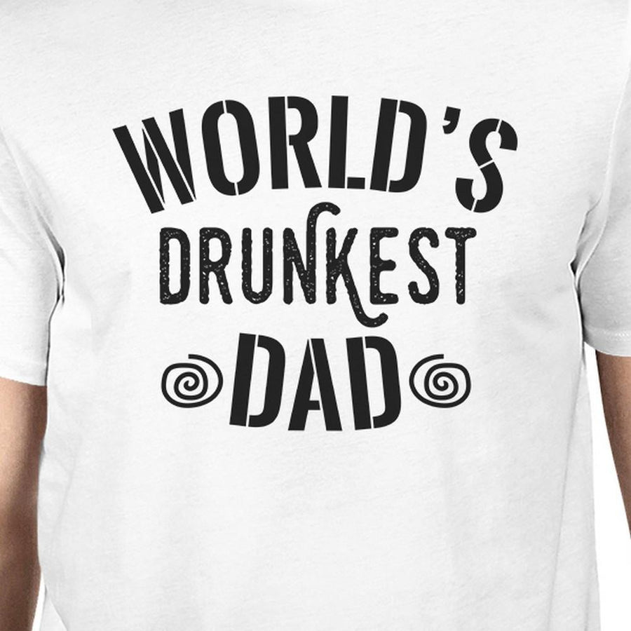 World's Drunkest Dad Men's White Crew Neck Cotton T-Shirt For Dad