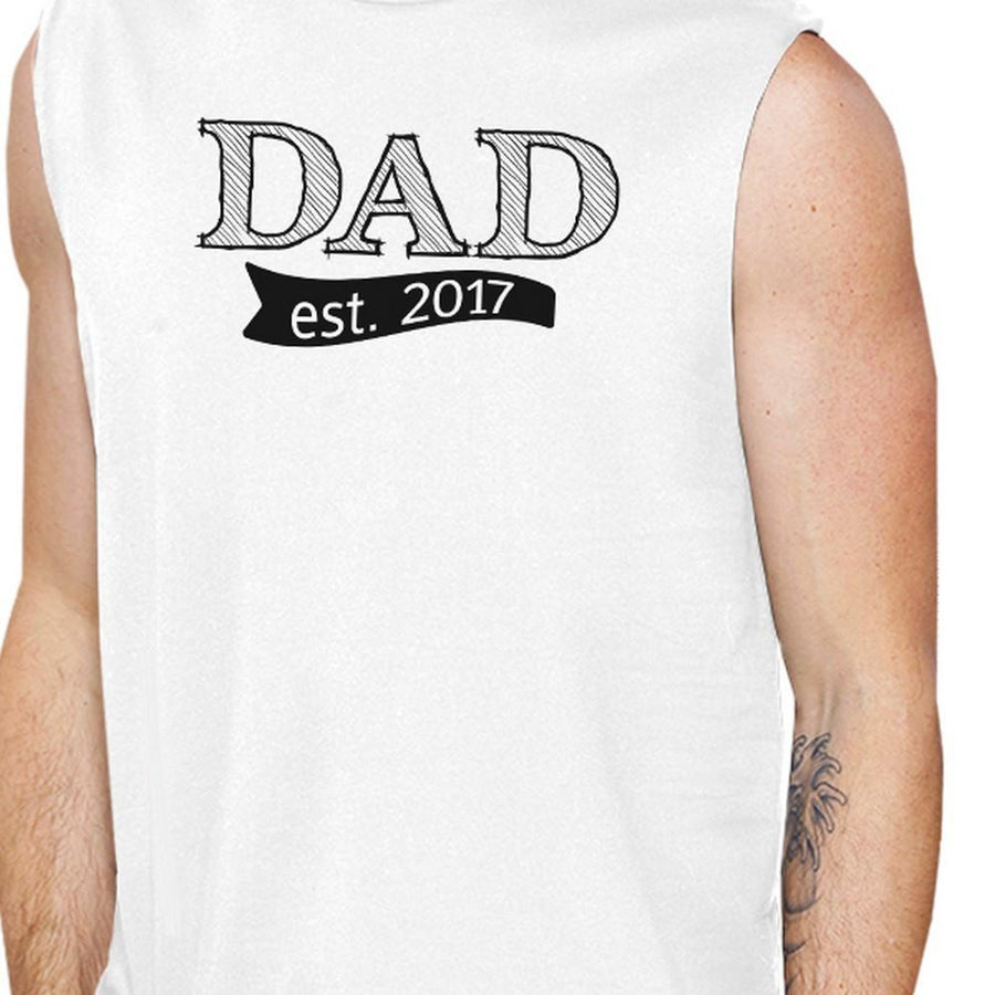 Dad Est 2017 Mens White Muscle Tanks Cute Gifts For Baby Shower