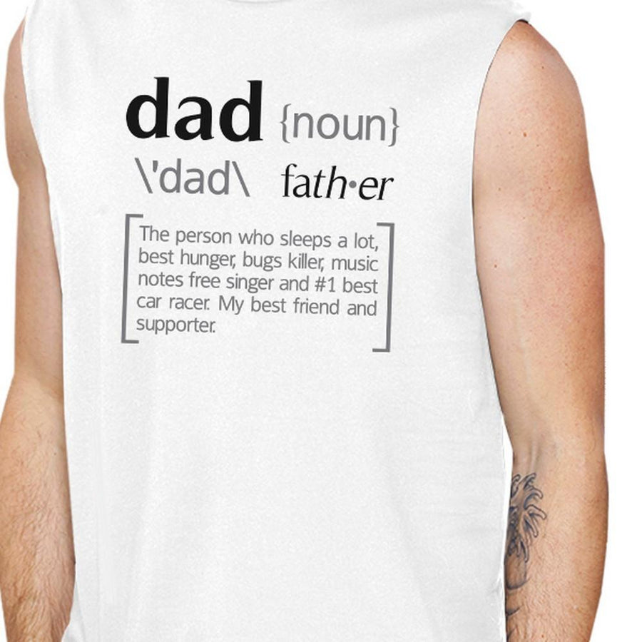 Dad Noun Mens White Muscle Top Father's Day Design Sleeveless Tanks