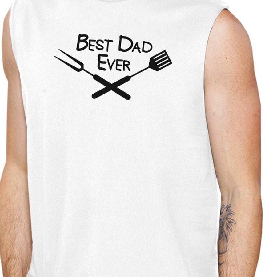 Best Bbq Dad Mens White Cotton Muscle Tanks Gifts For BBQ Lovers