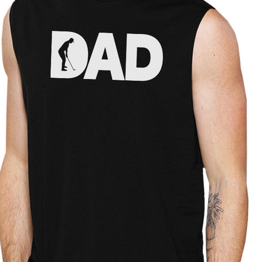 Dad Golf Mens Black Fathers Day Design Muscle Tanks For Golf Dads