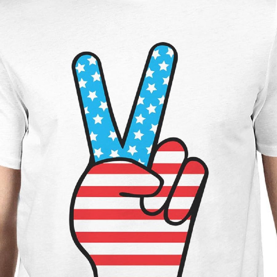 American Flag Unique Peace Sign Independence Day T Shirt For Men