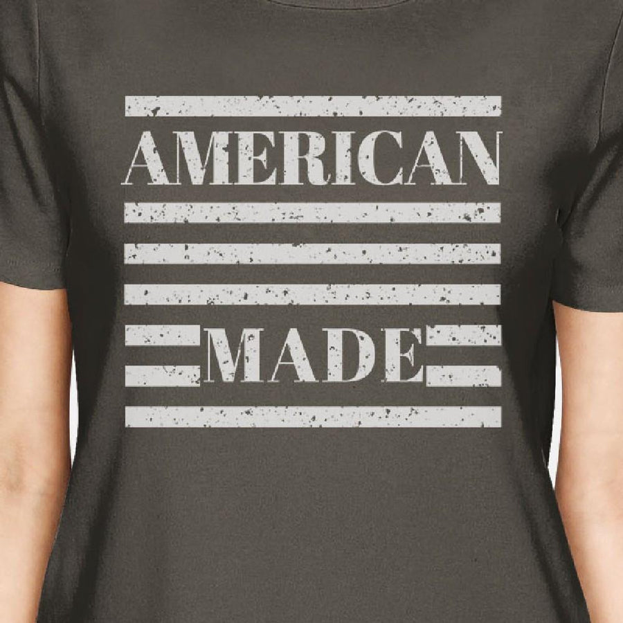 American Made Womens Dark Grey T Shirt Vintage Printing Graphic Tee