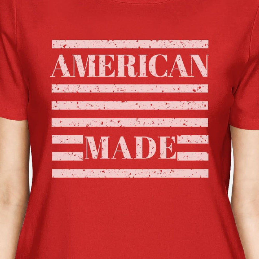 American Made Womens Red Crewneck T-Shirt Gifts For 4th Of July