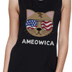 Ameowica Womens Black Graphic Muscle Top Cute Cate Design Tanks