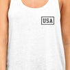 Mini USA Womens White Sleeveless Top 4th Of July Decorative Tanks